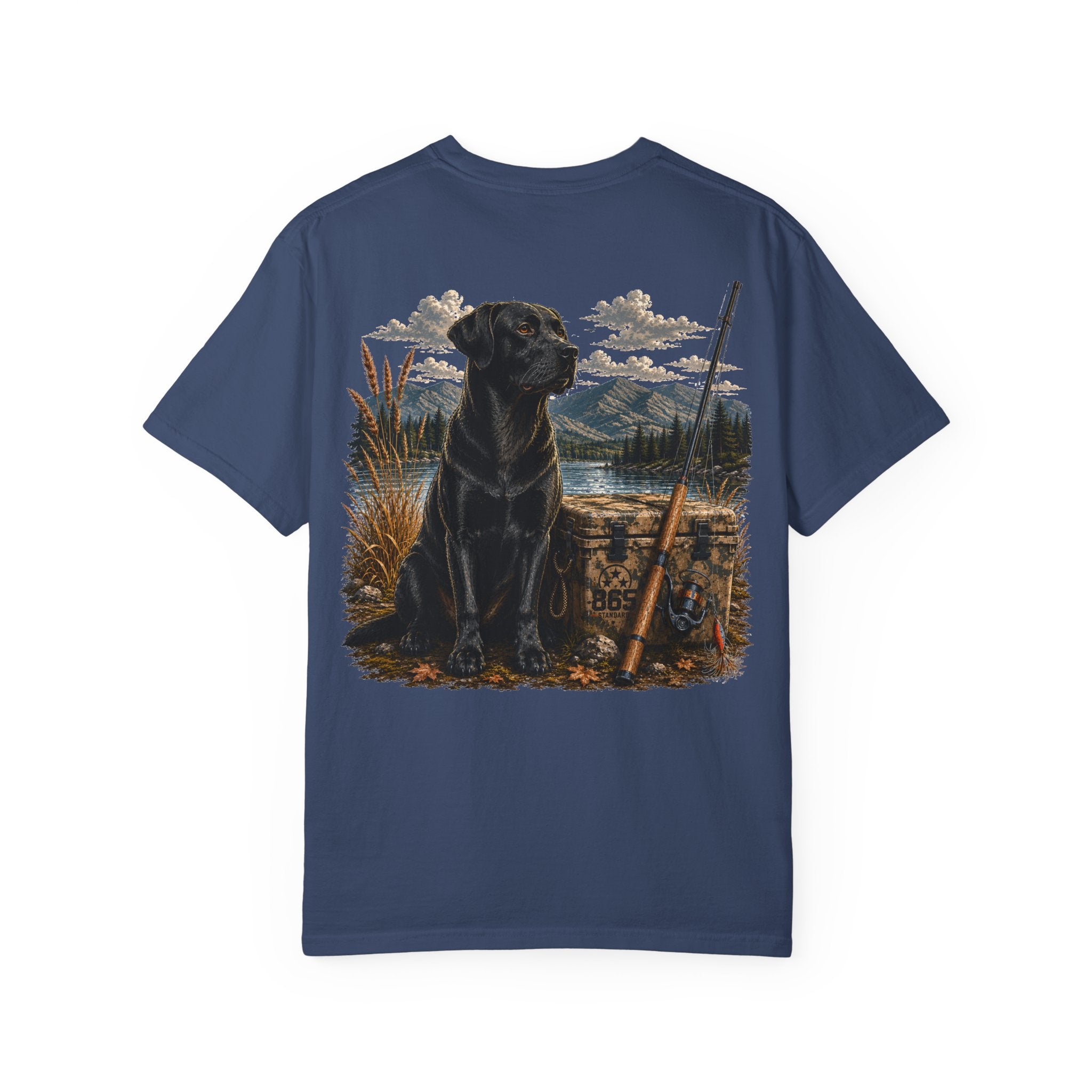 Black Lab Hunting T-Shirt — Retriever Dog & Rifle Outdoors Graphic
