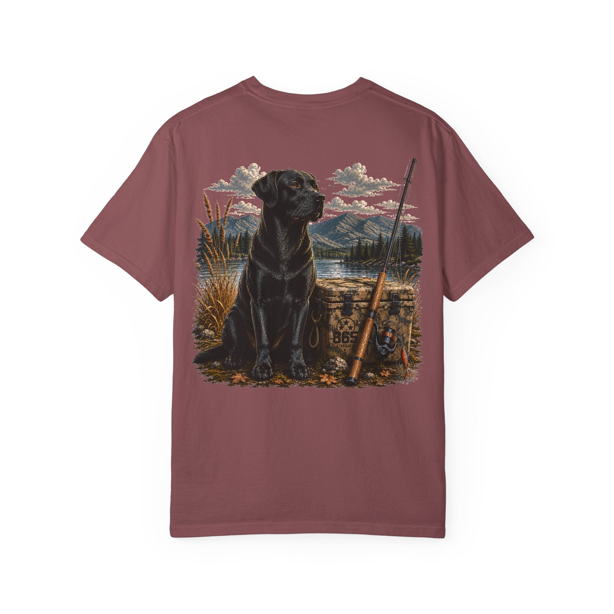 Black Lab Hunting T-Shirt — Retriever Dog & Rifle Outdoors Graphic