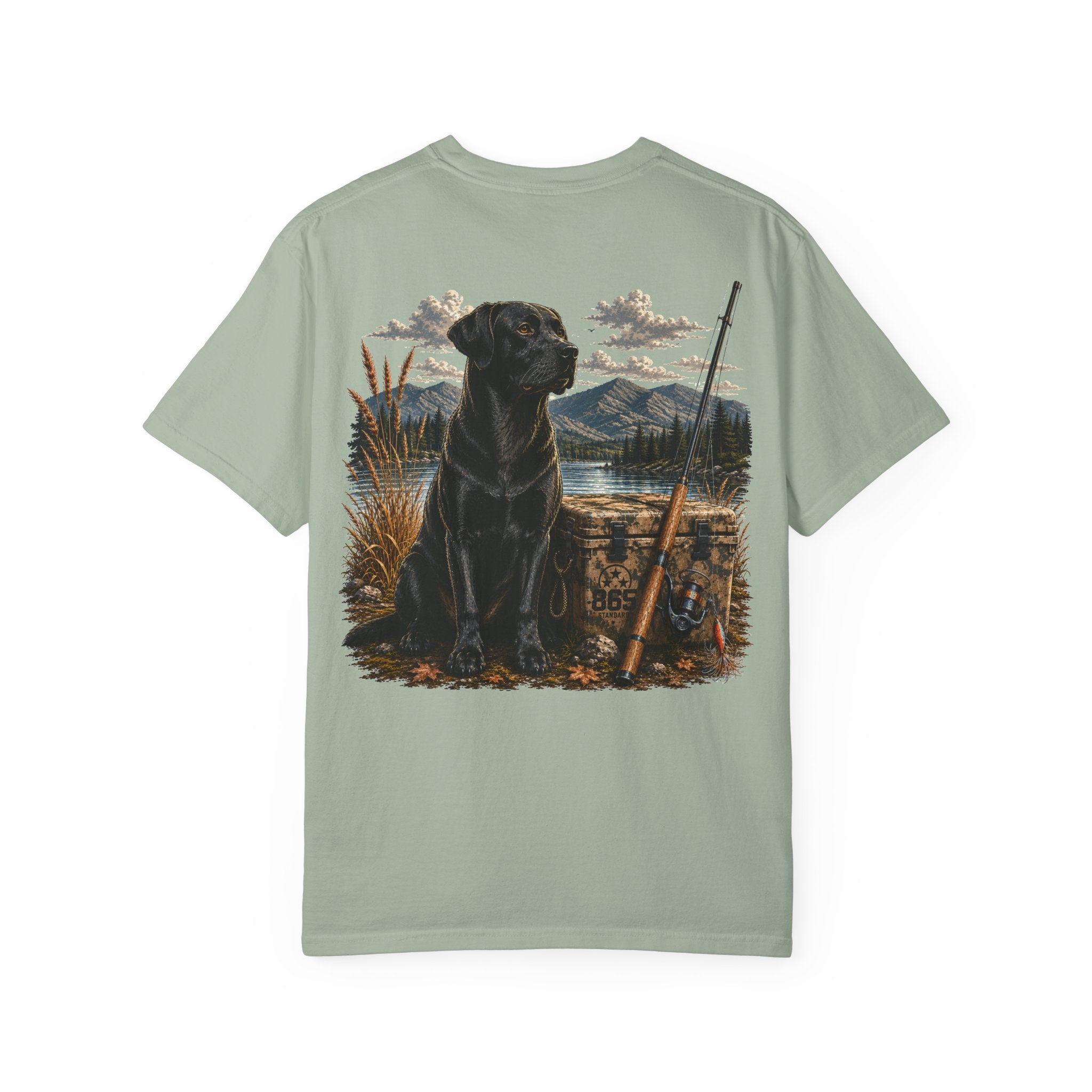 Black Lab Hunting T-Shirt — Retriever Dog & Rifle Outdoors Graphic