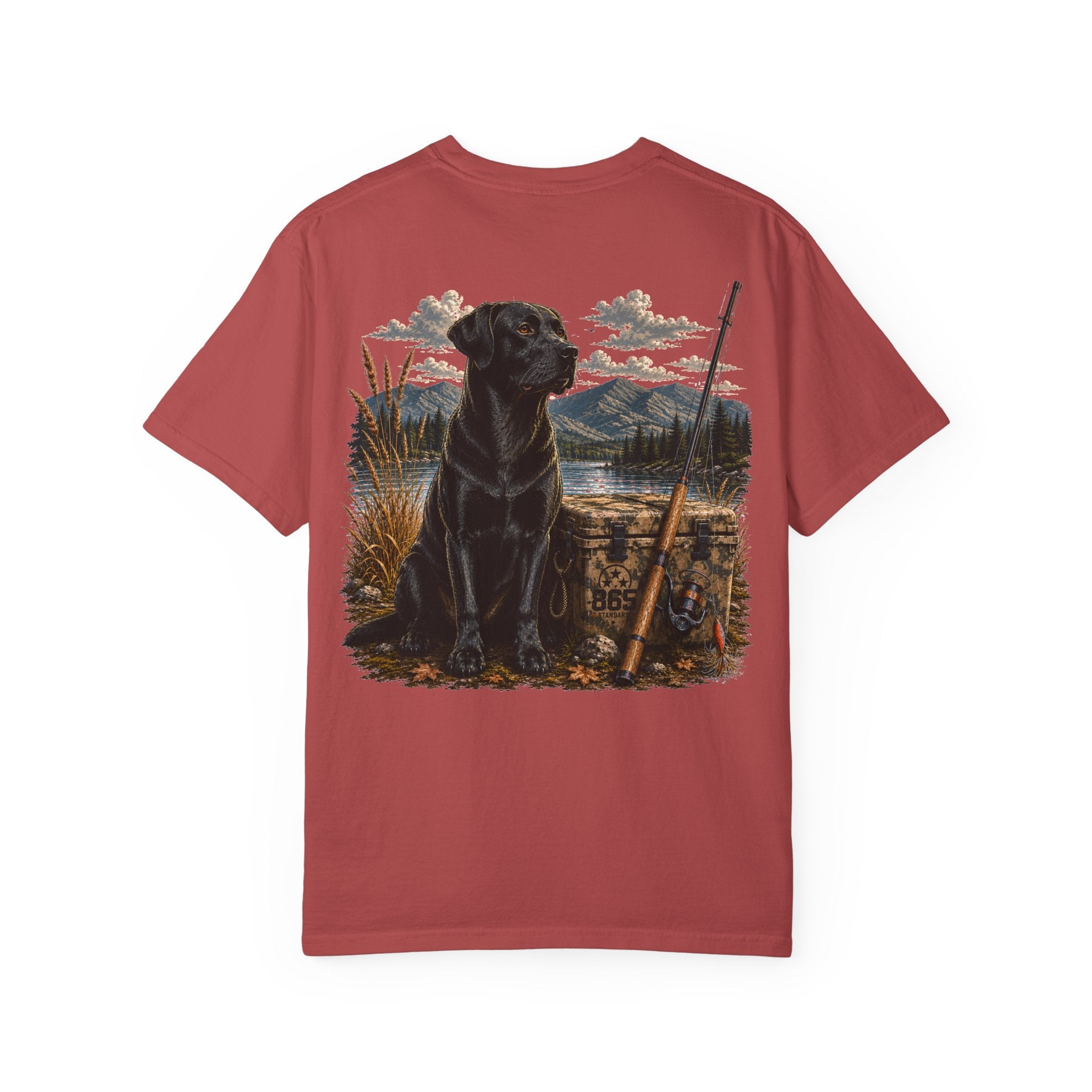 Black Lab Hunting T-Shirt — Retriever Dog & Rifle Outdoors Graphic