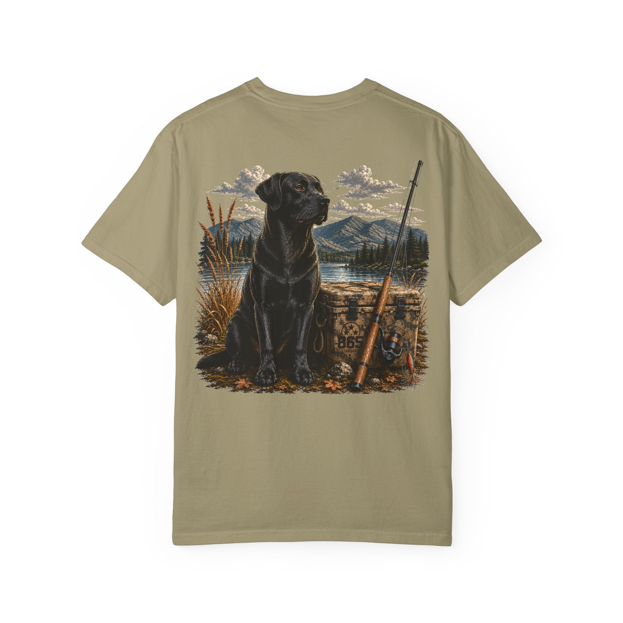 Black Lab Hunting T-Shirt — Retriever Dog & Rifle Outdoors Graphic